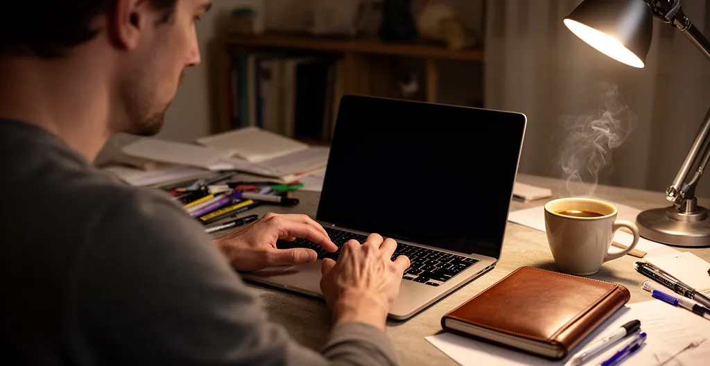 Over-shoulder view of person checking website security indicators on laptop